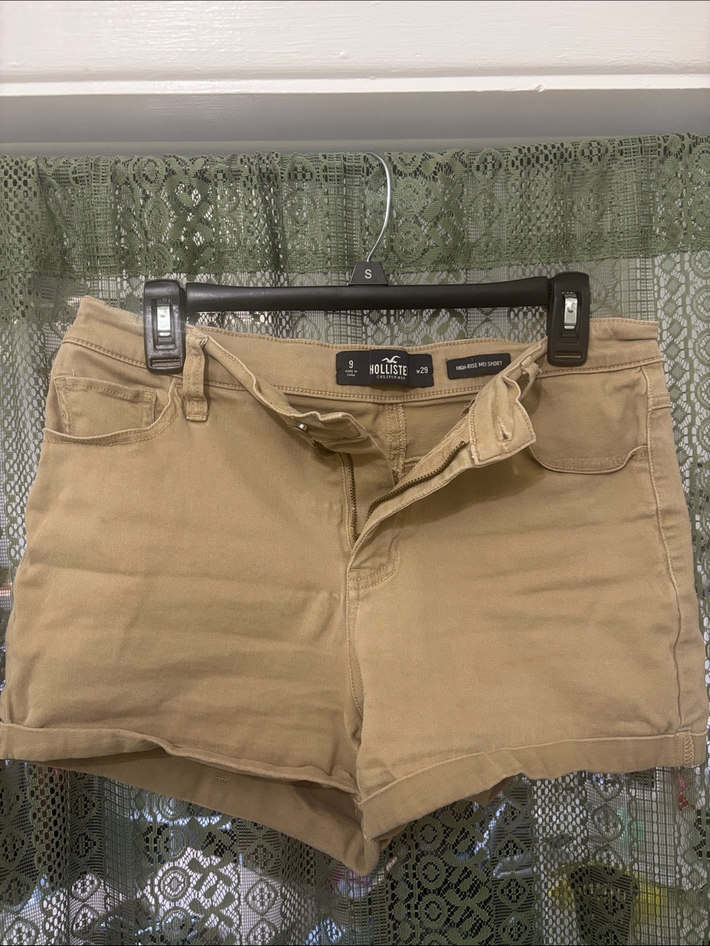 Hollister Women's Tan/Camel High-Rise Denim Shorts